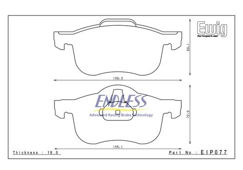 Set of rear pads Endless  MX72/ME22/ME22 - replacement for OEM brake pads (standard steel brakes 380mm) - Galerie #2