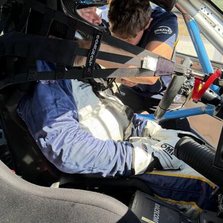 P. Bouška's departure for his first practice session