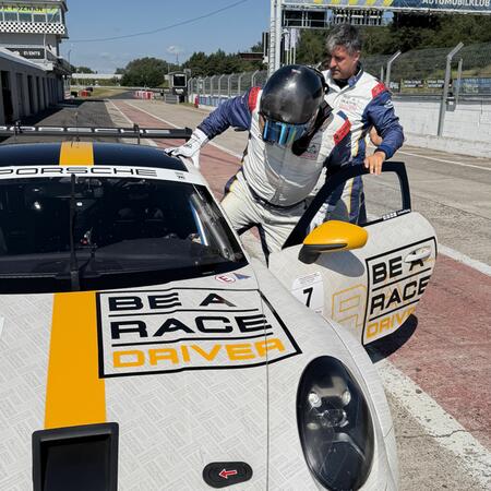 P. Bouška's departure for his first practice session
