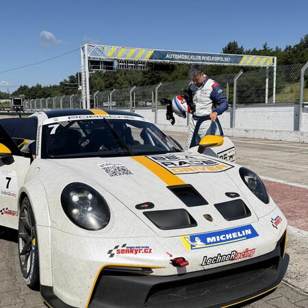 P. Bouška's departure for his first practice session