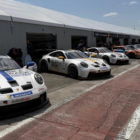 Pit boxes before moving to the starting grid for the second...