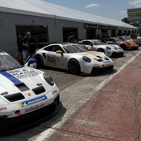 Pit boxes before moving to the starting grid for the second...