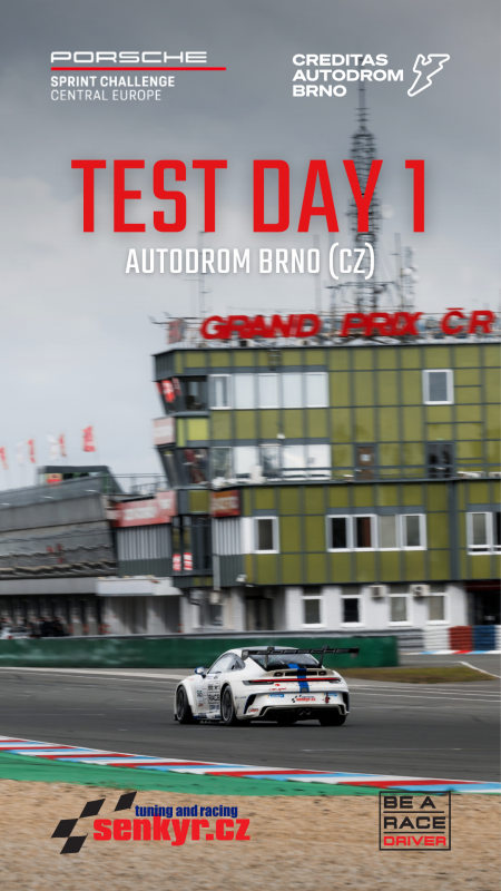 První tréninkový den na okruhu Autodrom Brno v rámci Porsche...