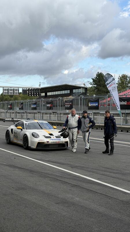 P. Bouška in the pit lane after the final practice session...