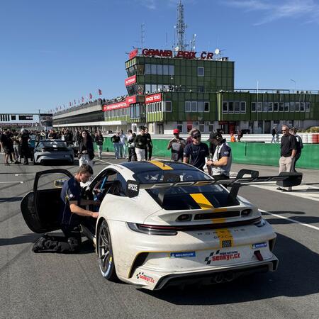 P. Bouška on the starting grid before the start of the second...