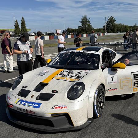 P. Bouška on the starting grid before the start of the second...