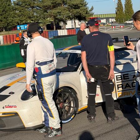 P. Bouška on the starting grid before the start of the endurance...