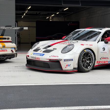 Our race cars during a pit stop between practice sessions...