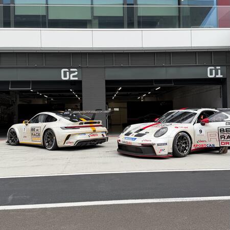 Our race cars during a pit stop between practice sessions...
