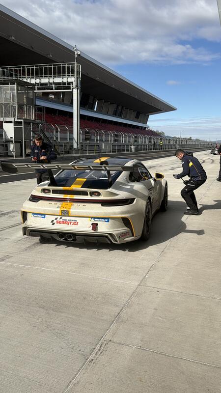 Jarek Janiš during a pit stop in the first Friday practice...