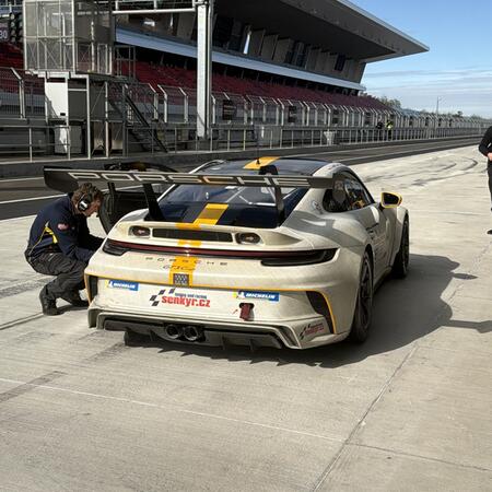 Jarek Janiš during a pit stop in the first Friday practice...