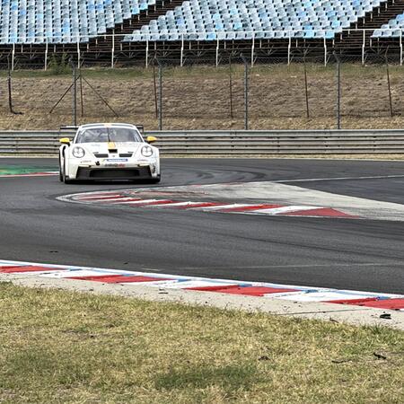 A close-up view of P. Bouška’s Porsche 992 GT3 Cup as it...