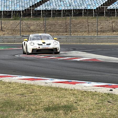 A close-up view of P. Bouška’s Porsche 992 GT3 Cup as it...
