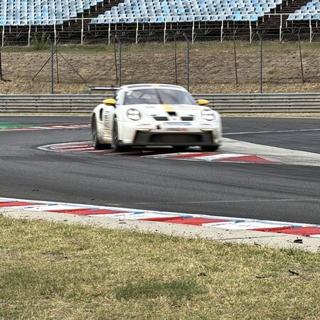 A close-up view of P. Bouška’s Porsche 992 GT3 Cup as it...