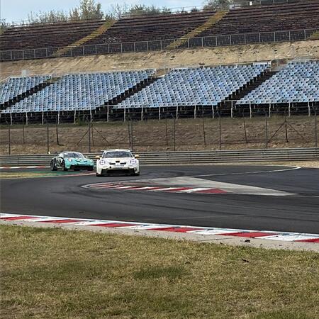 P. Bouška is navigating turns 6 and 7 at the Hungaroring