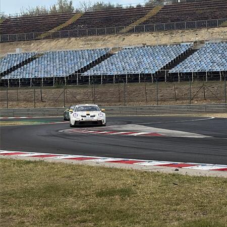P. Bouška is navigating turns 6 and 7 at the Hungaroring