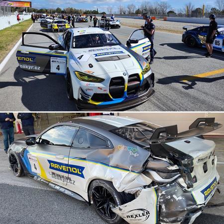 Before…..after 😤
Bad luck in the GT Winter Series endurance...